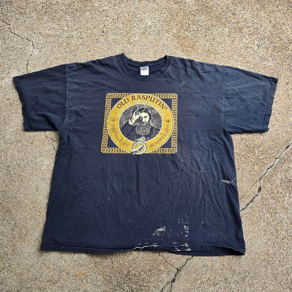 Vtg OLD RASPUTIN Russian Imperial Stout Portrait Graphic Beer Tee Shirt XXL